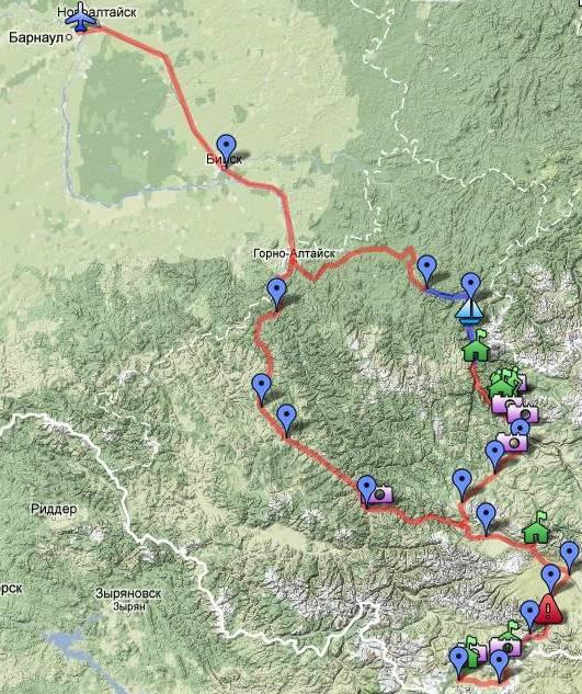 Маршруты по горному алтаю на автомобиле карта